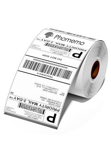 Phomemo 4X6 Thermoetiketten Versandetiketten, 250 Stück, Weiß Rollenetiketten Thermodrucker-Etiketten für Versandetiketten, Adresse, Post, kompatibel mit Zebra, Munbyn, Rollo, Polono, Nelko von Phomemo