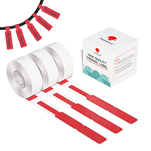 Phomemo D30 D30Pro Thermodrucker-Papierrolle - Schmucketikettenpapier Selbstklebendes Preisetikettenpapier 12,5 x 74 + 35 mm/0,49 x 2,91+1,38 Zoll Rot für den Wiederverkauf von Supermärkten, 3 Rollen von Phomemo