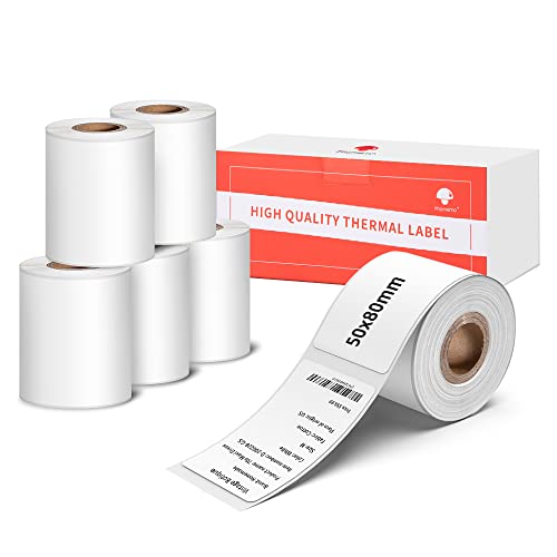 6 Pack-Phomemo M120/M110 Etiketten 6 Rollen 50x80mm Selbstklebende Thermodirekt-Etiketten, Thermodrucker-Etiketten für M110/M120/M220/M108/M100/M150/M250/M260 Etikettendrucker für Barcode, Adresse von Phomemo