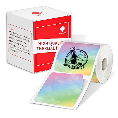 Phomemo M110 Etiketten 50x50mm Quadratisch Regenbogen Selbstklebende Thermodirekt-Etiketten Papier für Phomemo M110 M221 M220 M120 M108 M100 M150 M250 M260 Etikettendrucker von Phomemo