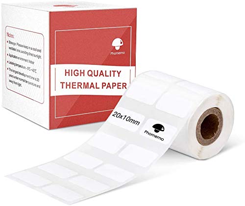 Phomemo M110 Etiketten ThermoEtiketten, selbstklebende Etiketten, 20mm*10mm, kompatibel mit Etikettendrucker Phommeo M200/M110, geeignet für Büro, Haushalt, Schule, Name. 600 Etiketten/Rolle von Phomemo