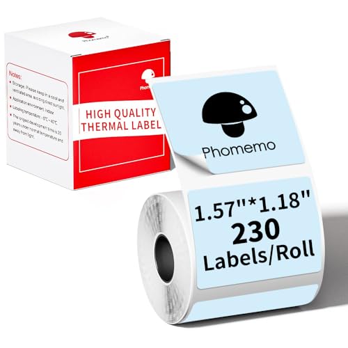 Phomemo M110 M120 M200 M220 M221 Label Maker Tape für Preis, Name, Adresse, Logo, Barcode, 40mm*30mm, Blau (1 Rolle) von Phomemo