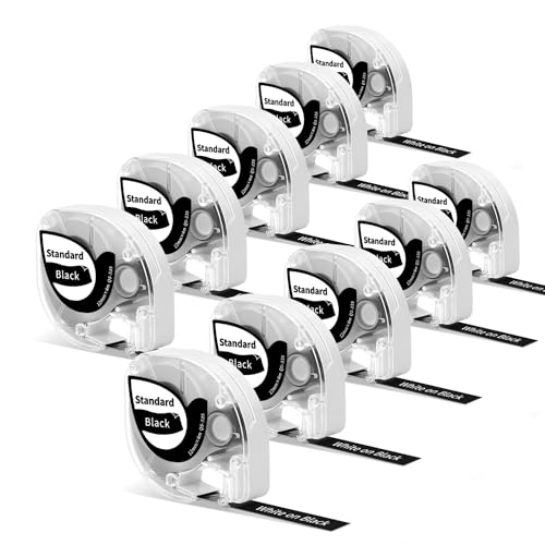 10x Phomemo P12/P12Pro Etiketten,12mm X 4m Original Weiß auf Schwarz P12/P12Pro Etikettenband FüR Phomemo P12/P12Pro/LT12 Etikettendrucker beschriftungsgerät von Phomemo