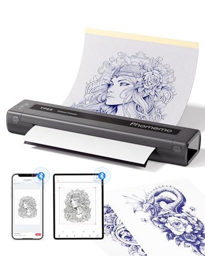 Phomemo TP88 Stencil Drucker Tattoo Drucker Bluetooth,Thermodrucker Tattoo Transfer Printer,Wireless Tattoo Printer,Thermal Stencil Printer mit 10pcs Tattoo Transferpapiers für Smartphone & PC von Phomemo