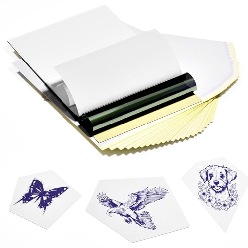 Phomemo Tattoo-Papier für Thermodrucker, Schablonenpapier zum Tätowieren, Transferpapier zum Zeichnen, Tattoo-Transferpapier für temporäre Tätowierungen, 35 Stück, A4 Größe von Phomemo