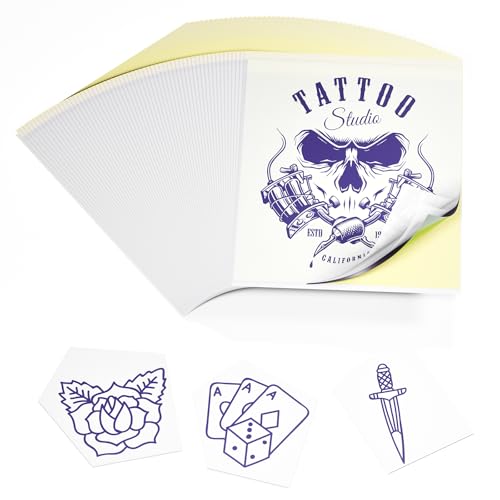 Phomemo Tattoo Transferpapier für Tattoo-Drucker, 50 Blatt Schablonenpapier, A4 Größe 210 x 297mm Tattoo-Papier für Tätowierung temporär von Phomemo