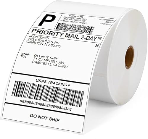 Phomemo Versandaufkleber 4×6 DHL Etiketten, Thermopapier Versandetiketten für Labeldrucker Wasserfester Etiketten Papier (weiß 500 PCS Rolle) von Phomemo