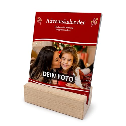 PhotoFancy® - Foto-Adventskalender mit Holz-Aufsteller – 24 Seiten Weihnachtskalender zum Umblättern - Design 3 von PhotoFancy