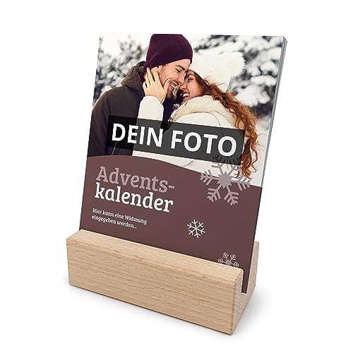 PhotoFancy® - Foto-Adventskalender mit Holz-Aufsteller – 24 Seiten Weihnachtskalender zum Umblättern von PhotoFancy