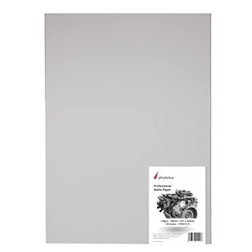 Photolux Professional Matte Paper 120 gsm Fotopapier in Premiumqualität DIN A3 (297x420mm) 100 Blatt von Photolux