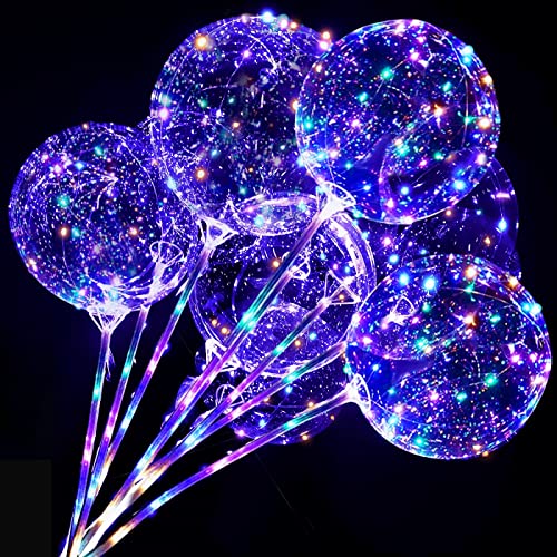 10 Pack Wiederverwendbare LED Luftballon mit Stäbe, Bunt Led Ballons Helium Leuchtende Luftballons, BoBo Ballons für Hochzeit Party Geburtstage Deko von Phyooest