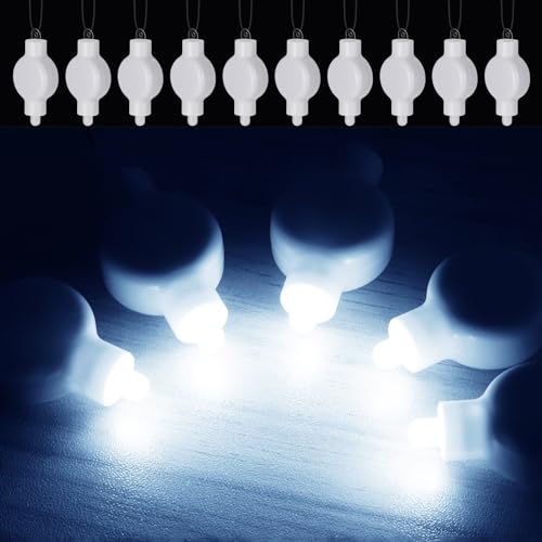 Phyooest 10 x LED Laternenlichter, LED Ballonlichter Kühlesweiß, Mini LED Lampions LED Papierlampe Lichterkette mit Batterie, Mini LED Licht für Hochzeit Deko, Party, Halloween, Weihnachten von Phyooest