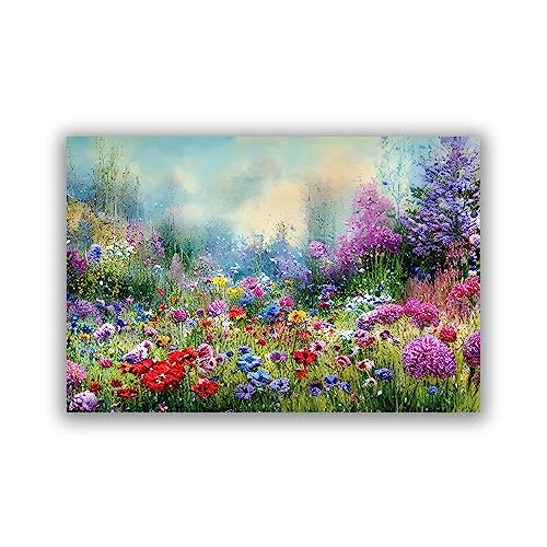 Abstrakte Blumen Leinwand Kunst Aquarell Leinwandbilder Blumen Bild druck auf Leinwand Bunte Gemälde für Wanddekorationen, 80 x 120 cm rahmenlos von Phyrek123