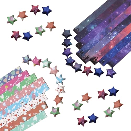 1080 Stück Origami Sterne Papier, 16 Farben Origami Sterne Papierstreifen Origami Star Paper Strips Glücksstern Stern Papierstreifen Glücksstern Origami Papier Für DIY Dekoration Geschenk von Piacolnic