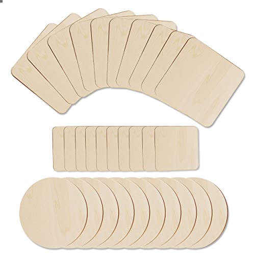 30 Stück Natürliche Holzscheiben, Runde Quadrate Unbehandelte Holzquadrate, Unvollendete Bastelholzplatten Holzplatten zum Basteln Holzscheiben Unbehandelt für Holzhandwerk Brandmalerei DIY von Piacolnic