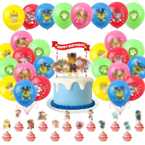 43PCS Kindergeburtstag Dekoration Set, Party Zubehör enthält Tortendekos, Luftballons, Kinder Kuchen Dekorationen von Pianocean