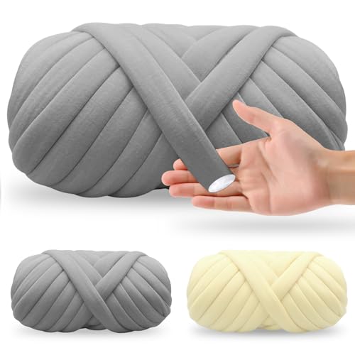 25m Chunky Yarn Zum Handstricken, DIY Weich Wolle Dickes Garn Geeignet für Anfänger zur Herstellung von Handgefertigten Decken, Handtaschen, Crossbody Bags, Kissen Usw, 500g (Mittelgrau) von Piashow