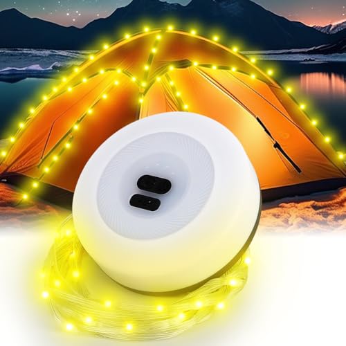 Camping Lichterkette Aufrollbar, 10m Wasserdichte Lichterkette Aufrollbar 2-in-1 Campinglampe Taschenlampe Tragbare Verstaubare Lichterkette für Den Außenbereich, Led Lights for Camping Hof Dekoration von Piashow