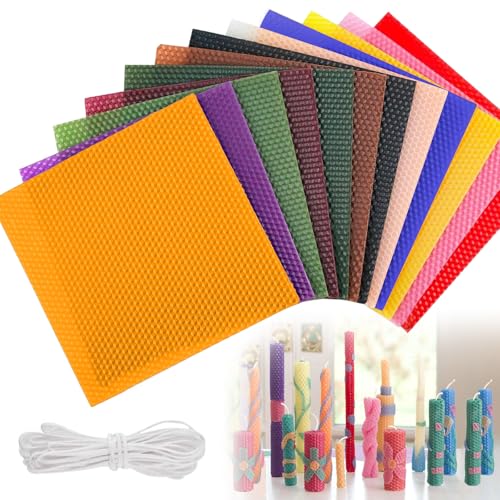 Piashow 12 Farben Bienenwachskerzen, Bienenwachsplatten für Kerzen, DIY Kerzen Selber Machen Set, Kerzen Bemalen Set für Erwachsene und Kinder (20x20cm) von Piashow