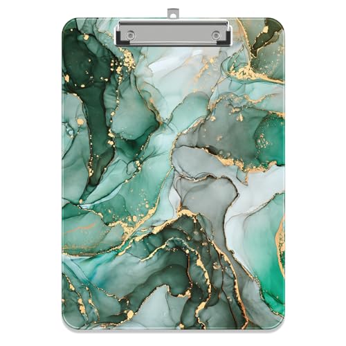 Piasoenc Kunststoff Klemmbrett, Niedliche dekorative Klemmbretter, 31,5 x 22,5 CM, A4 Standard Letter Größe hart Klemmbrett mit Metall-Clip, Büro Klemmbretter für Studenten, Büro, Tiefgrüner Marmor Piasoenc Kunststoff Klemmbrett, Niedliche dekorative Klemmbretter, 31,5 x 22,5 CM, A4 Standard Letter Größe hart Klemmbrett mit Metall-Clip, Büro Klemmbretter für Studenten, Büro, Tiefgrüner Marmor von Piasoenc