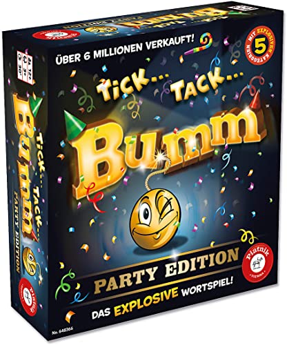 Piatnik 6483 Tick Tack Bumm Party-Edition des Spieleklassikers | ab 12 Jahren geeignet | Das Explosive Wortspiel | Denken, Schlagfertigkeit und Vorstellungsvermögen sind gefordert, Mehrfarbig von Piatnik