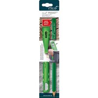 Pica Pocket Bundle Steinhauerstift Bleistiftköcher-Set mit integriertem Spitzer grün, 1 Set von Pica