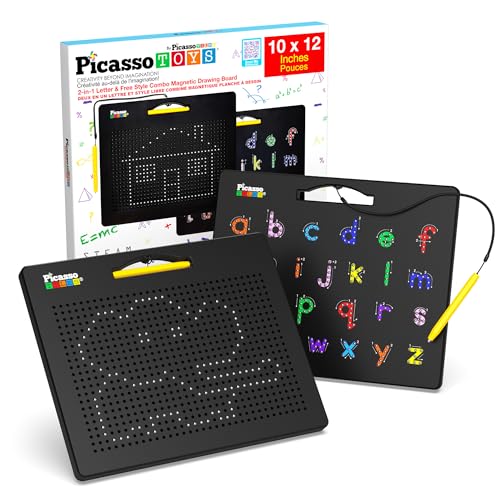 PicassoTiles 2-in-1 doppelseitiges magnetisches Zeichenbrett Kleinbuchstaben und Freestyle-Schreiblesung Spielbrett 12 x 10 Zoll großes Magnet-Tablet-Pad offenes STEAM-Lernspielset PTB04 von PicassoTiles