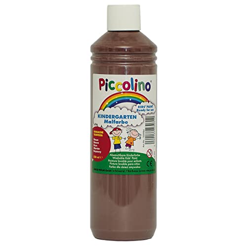 Kindermalfarbe - Piccolino Kindergarten Malfarbe braun 500ml - Schulmalfarbe Kita Grundschule von Piccolino-Malfarben Junker