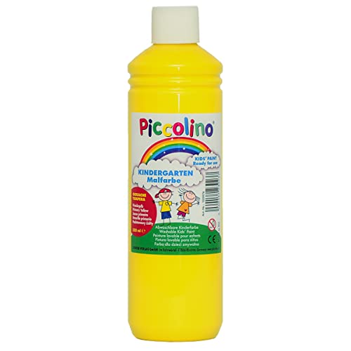 Kindermalfarbe - Piccolino Kindergarten Malfarbe gelb 500ml - Schulmalfarbe Kita Grundschule von Piccolino-Malfarben Junker