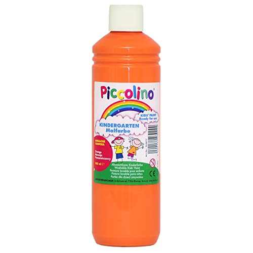 Kindermalfarbe - Piccolino Kindergarten Malfarbe orange 500ml - Schulmalfarbe Kita Grundschule von Piccolino-Malfarben Junker