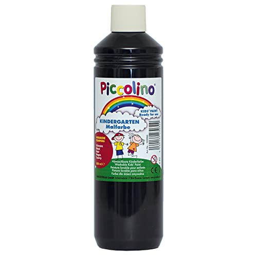 Kindermalfarbe - Piccolino Kindergarten Malfarbe schwarz 500ml - Schulmalfarbe Kita Grundschule von Piccolino-Malfarben Junker