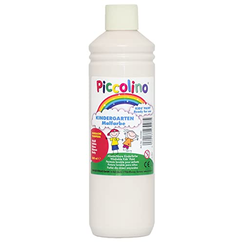 Kindermalfarbe - Piccolino Kindergarten Malfarbe weiß 500ml - Schulmalfarbe Kita Grundschule von Piccolino-Malfarben Junker