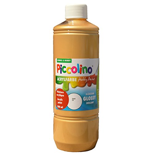 Acrylfarbe Gold 500ml zum Malen - glänzend - PICCOLINO Acrylmalfarbe für Hobby & Künstlerbedarf von Piccolino