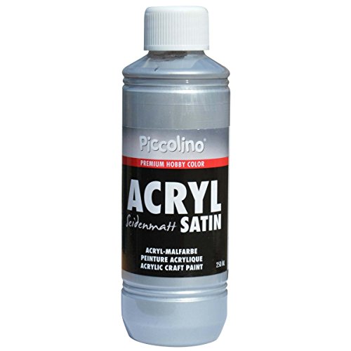 Acrylfarbe Silber 250ml zum Malen - seidenmatt - Piccolino Acrylmalfarbe für Hobby & Künstlerbedarf von Piccolino