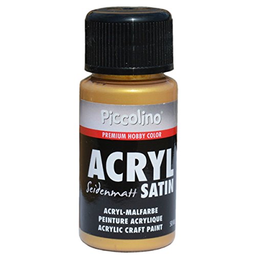 Acrylfarbe gold 50ml zum Malen - seidenmatt - PICCOLINO Acryl Satin Acrylmalfarbe für Hobby & Künstlerbedarf von Piccolino