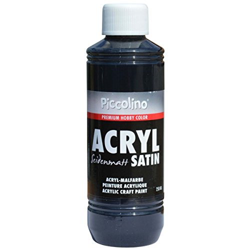 Piccolino Acrylfarbe zum Malen 250ml, Schwarz - seidenmatt - Acrylmalfarbe Hobby & Künstlerbedarf von Piccolino