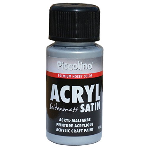 Acrylfarbe silber 50ml zum Malen - seidenmatt - PICCOLINO Acryl Satin Acrylmalfarbe für Hobby & Künstlerbedarf von Piccolino