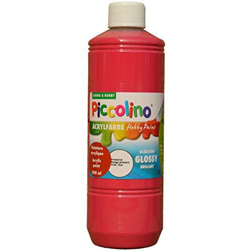 Glänzende Acrylfarbe Piccolino Hobby Paint, Primär-Rot 500ml Flasche von Piccolino