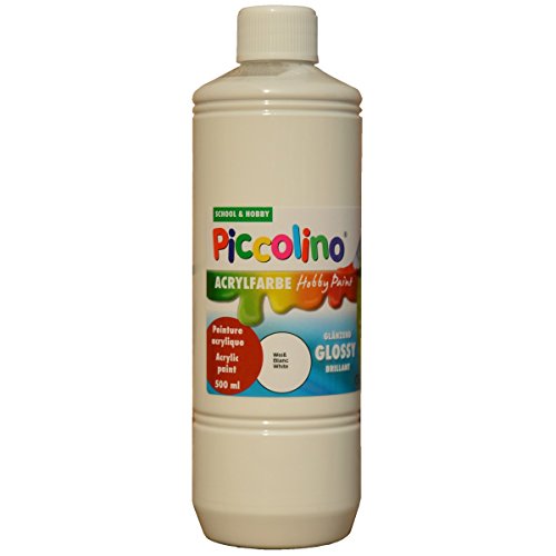 Acrylfarbe weiß 500ml zum Malen - glänzend - Piccolino Acrylmalfarbe für Hobby & Künstlerbedarf von Piccolino