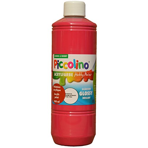 PICCOLINO Acrylfarbe zum Malen - glänzend - 500ml, Primärrot von Piccolino