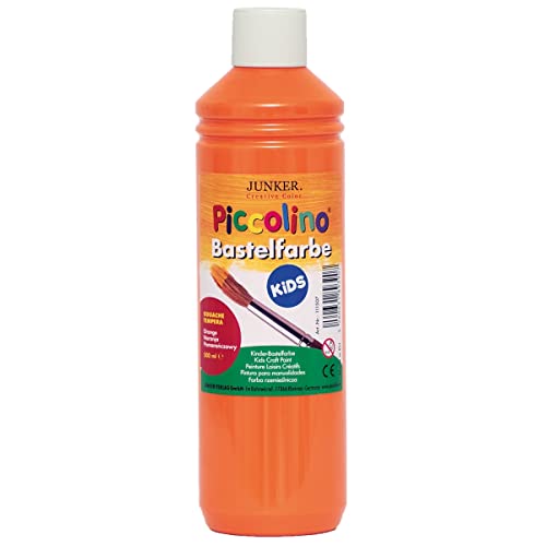 Piccolino 111507 - Kinder-Bastelfarbe Kids orange 500ml - Gouache Tempera Kindermalfarbe auf Wasserbasis für Kindergarten Grundschule von Piccolino