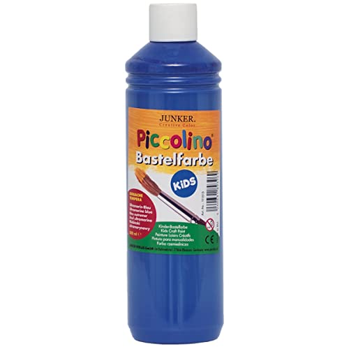 Piccolino 111513 - Kinder-Bastelfarbe Kids Ultramarin-blau 500ml - Gouache Tempera Kindermalfarbe auf Wasserbasis für Kindergarten Grundschule von Piccolino