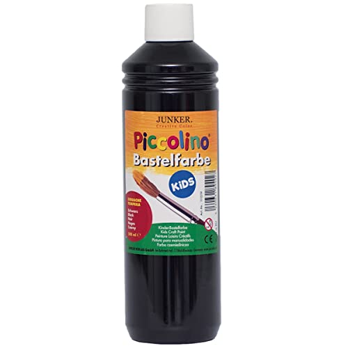 Piccolino 111519 - Kinder-Bastelfarbe Kids schwarz 500ml - Gouache Tempera Kindermalfarbe auf Wasserbasis für Kindergarten Grundschule von Piccolino