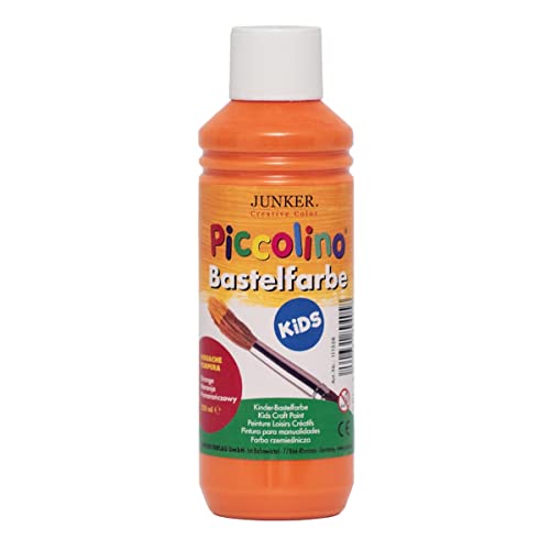 Piccolino 111528 - Kinder-Bastelfarbe Kids orange 250ml - Gouache Tempera Kindermalfarbe auf Wasserbasis für Kindergarten Grundschule von Piccolino