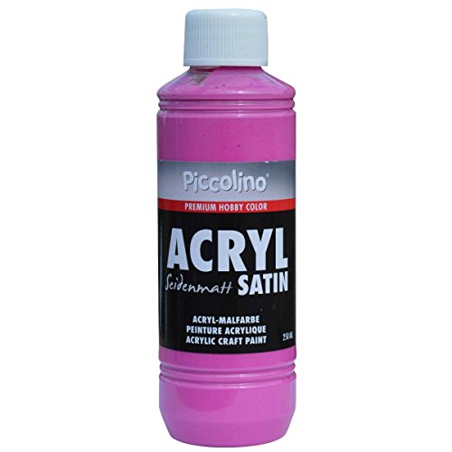 Piccolino Acrylfarbe zum Malen 250ml, Pink - seidenmatt - Acrylmalfarbe Hobby & Künstlerbedarf von Piccolino