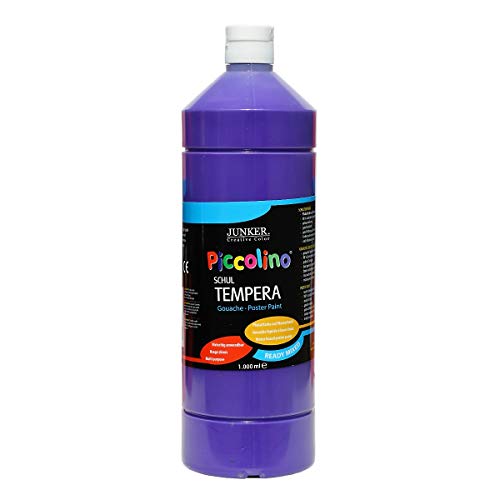 Piccolino flüssige Tempera Farbe Violett 1000ml Flasche - Ready-Mix Gouache Schultempera gebrauchsfertig von Piccolino