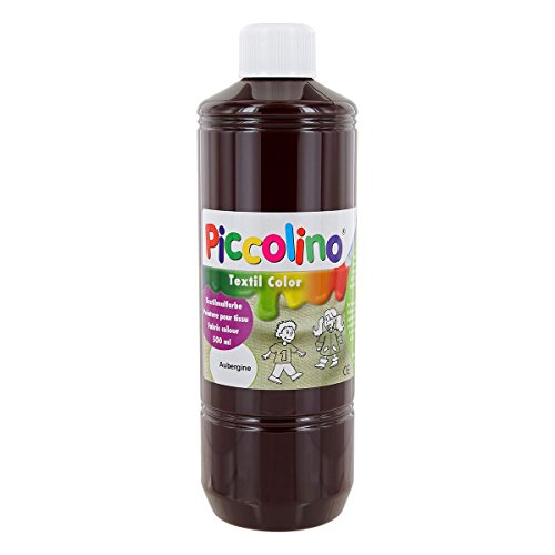 Textilfarbe Aubergine, 500ml Flasche - PICCOLINO Textil Color - Stoffmalfarbe auf Wasserbasis, hochwertig, gebrauchsfertig, ergiebig von Piccolino