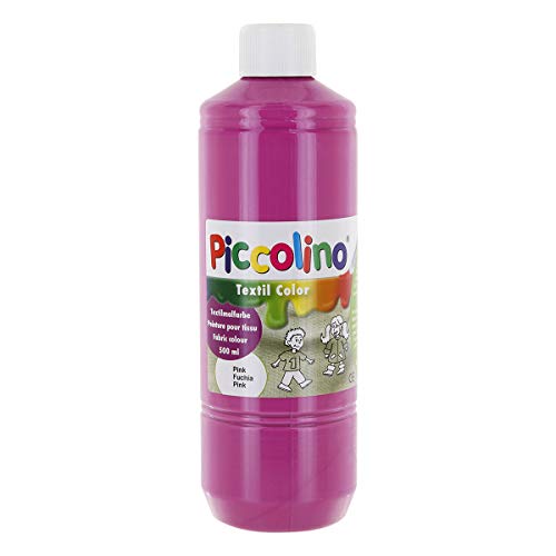 Textilfarbe pink, 500ml Flasche - PICCOLINO Textil Color - Stoffmalfarbe auf Wasserbasis, hochwertig, gebrauchsfertig, ergiebig von Piccolino