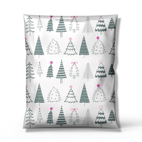 Picksie Mailers Weihnachts-Versandtaschen aus Polyester, 25,4 x 33 cm, für kleine Unternehmen, Boutique, Versandtaschen für Kleidung, niedliche Designer-Versandtaschen, 100 Stück, festlicher Wald von Picksie Mailers