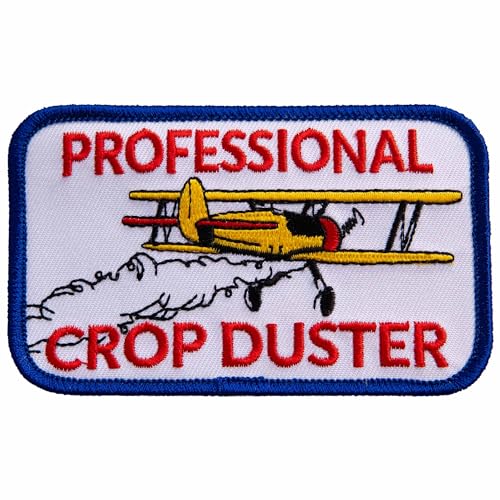 Professioneller Crop Duster bestickter Aufnäher mit Bügelkleber | Lustige Pilotlandwirtschaft von Pickwicks